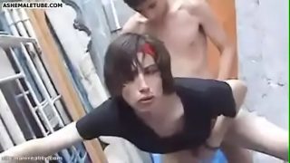 Teen CD and a lad fuck each other